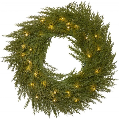 STAR TRADING Svítící vánoční věnec Thuja 45 cm, zelená barva, plast