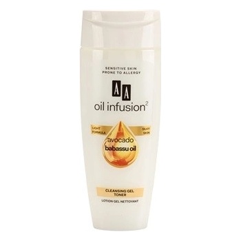 AA Cosmetics Oil Infusion2 Avocado Babassu gelové tonikum pro dokonalé vyčištění pleti Light Formula, Silky Skin 200 ml