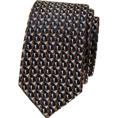 Avantgard Kravata Slim Lux 571-22119 modrá/hnědá