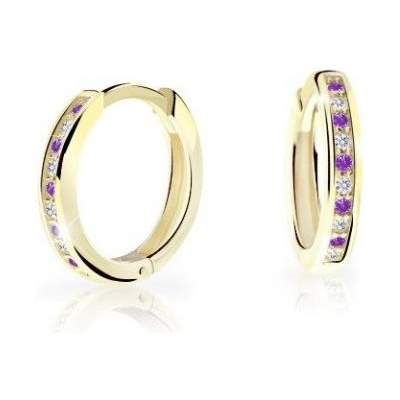 Cutie Jewellery kruhové náušnice zo žltého zlata C3343-80-X-1 fialová
