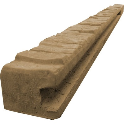 Betonový sloupek na plot 200 cm koncový jednostranně vzorovaný - pískovec Orientace betonového sloupku: Pravý sloupek | bráno z pohledu na stranu se vzorem "štípaný kámen" (hrubší vzor)