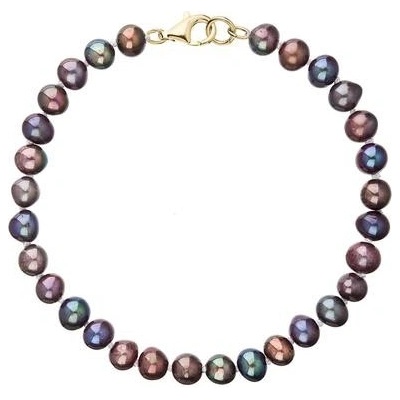 Pavona perlový náramek z říčních perel se zapínáním ze 14 karátového zlata 923001.3/9260 dk.peacock