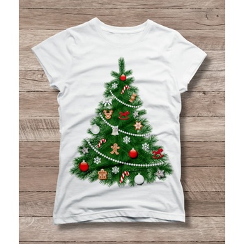 Детска тениска 'Коледна елха' - бял, l