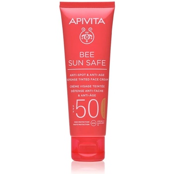 APIVITA Bee Sun Safe Anti-Spot and Anti-Age Tinted Face Cream SPF50 защитен тониращ крем за лице SPF 50 цвят Golden 50ml