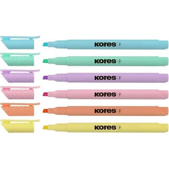 Popisovač na biele a flipchartové tabule sada 1-3 mm kužeľový KORES K-Marker 6 rôznych farieb