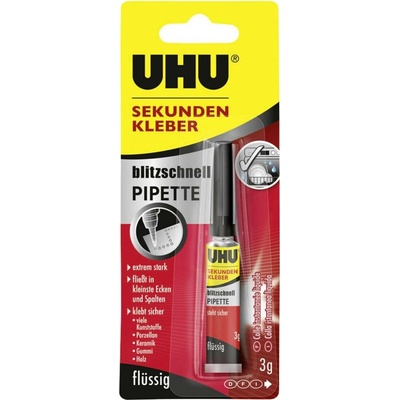 UHU blitzschnelle Pipette sekundové lepidlo 45570 3 g