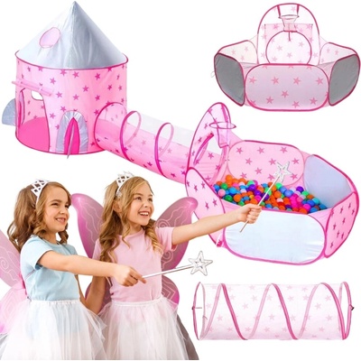 Wooopie Stan 3v1 Palác Princezny XXL Domek Tunel Suchý Bazén