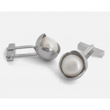 Klára Bílá Jewellery dámské manžetové knoflíčky Bowpearls s perlou stříbro 925/1000 bílá