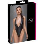 Cottelli Collection Party - дамско боди с яка - лъскав ефект - черно - M