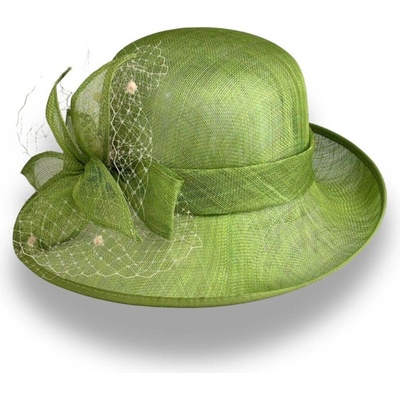 Krumlovanka Dámský elegantní slavnostní klobouk Handcrafted Sinamay hat Co-14627 zelený