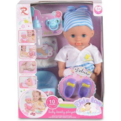 Moni Кукла 31cm пишкаща с обувки и гърне син 8265 (3800146266059)