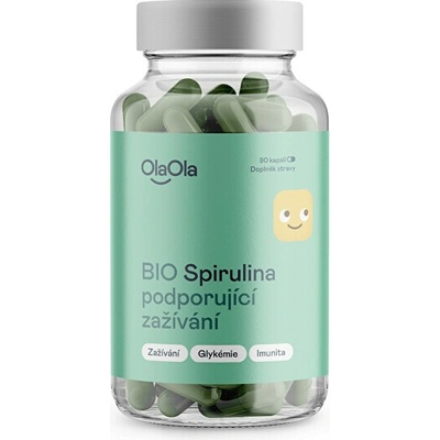 OlaOla BIO Spirulina podporujúca zažívanie 90 kapsúl