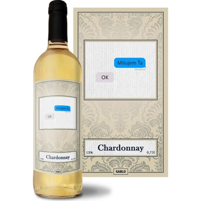 Sablio Milujem ťa, OK Chardonnay biele suché víno 12 % 0,75 l (čistá fľaša)