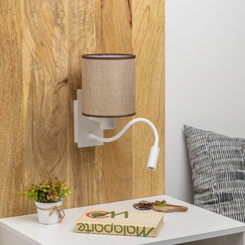 Brilagi - LED Аплик NUBILA 1xE27/25W/230V + LED/3W бял/кафяв (BG1559P)