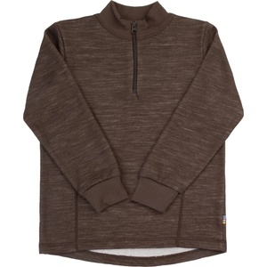 Joha Детски вълнен пуловер Joha Kid's Blouse with Zipper Merino jumper - Dark Brown - размер 130 (704-6195-0315)