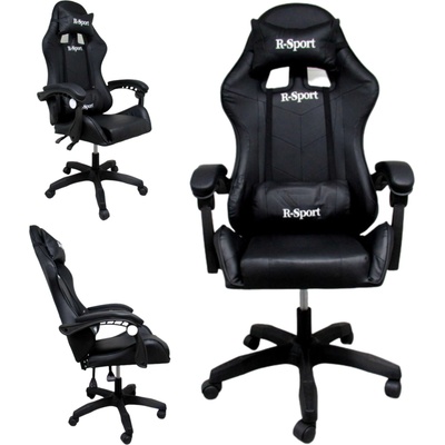 R-Sport Геймърски стол с лумбална опора и функция за масаж - черен (k3)