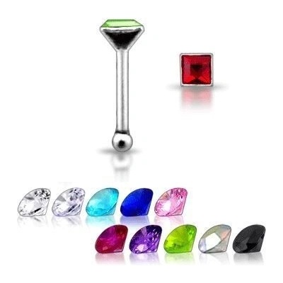 Šperky4U stříbrný piercing do nosu čtvercový kamínek N01092-K
