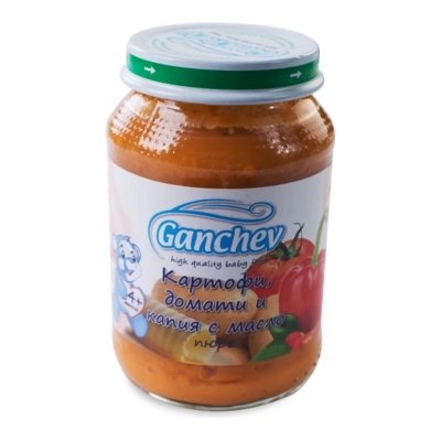 Ganchev Зеленчуково пюре Ganchev - Картофи, домати и капия с масло, 190 g (18156)