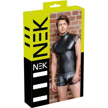 NEK - мъжка черна горна дреха с метални елементи и мрежести детайли