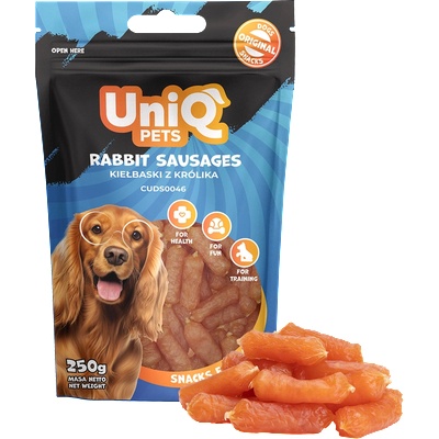 Uniq Pets Dog Snacks Woofers Rabbit Sausages меки наденички за кучета със заешко, 250 г