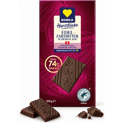 Edeka Švýcarská hořká čokoláda se 74% kakaa 100 g