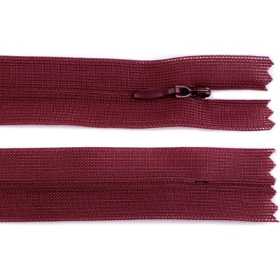 Špirálový zips skrytý šírka 3 mm dĺžka 60 cm dederón Farba: 178 bordó