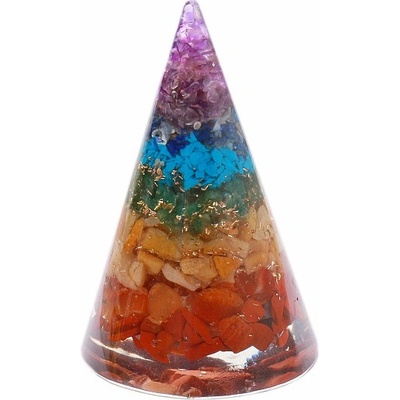 Nefertitis Orgonit pyramida čakrová ve tvaru kužele NF9095 - cca 6 cm
