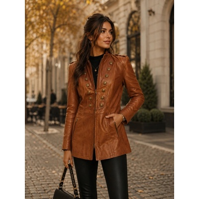 Max Original Leather Dámsky kožený kabát SHAKIRA LG cognac-91