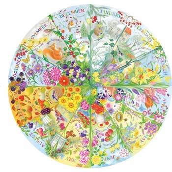 Gibsons - Puzzle A Year in the Garden, round - 500 piese