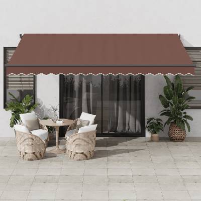 vidaXL Ručně zatahovací markýza s LED světly hnědá 450 x 350 cm