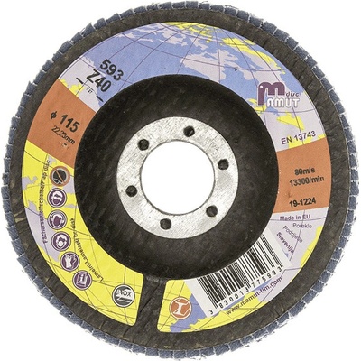 Kotúč lamelový MAMUT Profi Zirkonkorund HD 125mm zr. 40 (628) šikmý, oceľ-nerez
