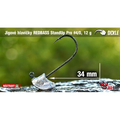 NASTRAHY.cz Neváznoucí jigová hlavička REDBASS StandUp Pro Sickle #4/0 36 mm 12 g 5 ks