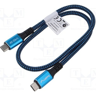 Lanberg CA-CMCM-45CU-0005-BK USB 4.0, USB C vidlice, z obou stran, zlacený, 0,5m
