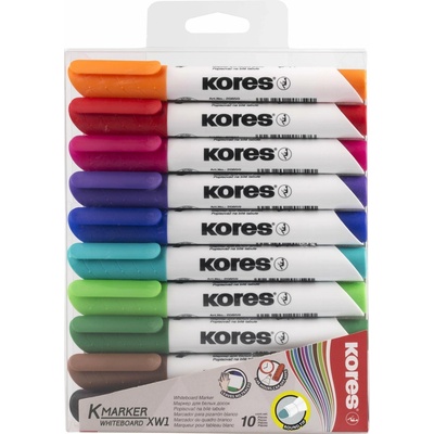 Kores K-MARKER Popisovač na biele tabule, okrúhly hrot 3 mm, mix 10 farieb