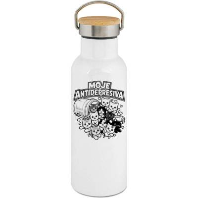 123TRIKO termoska Moje antidepresiva, kočky, černý potisk 500 ml vtipné