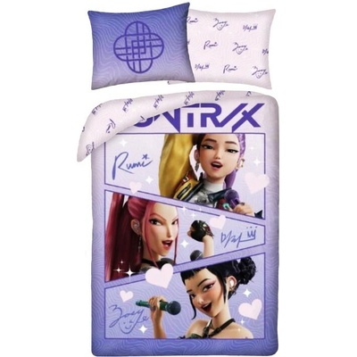 Halantex bavlna obliečky KPop Demon Hunters Purple Hearts 140x200 70x90