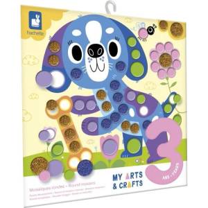 Janod My arts&crafts Мини Кръгли стикери Кученце и приятели от 3 години (J09047)