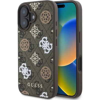 GUESS Калъф Guess 4G Printed Stripes MagSafe iPhone 16 - кафяв (3666339342128)
