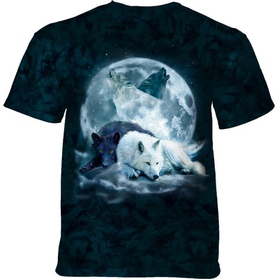 Batikované tričko The Mountain Yin Yang Wolf Mates modré