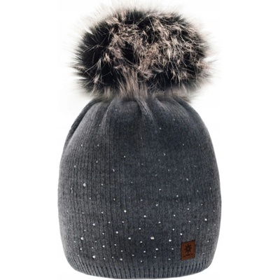 Fashionweek dámská zimní čepice s bambulí flísová podšívka Jenot Verona grafitová