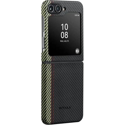 PITAKA Magsafe Калъф за Samsung Z Flip 5, Pitaka MagEZ 3 Overture Case, Черен (FOFLIP5)