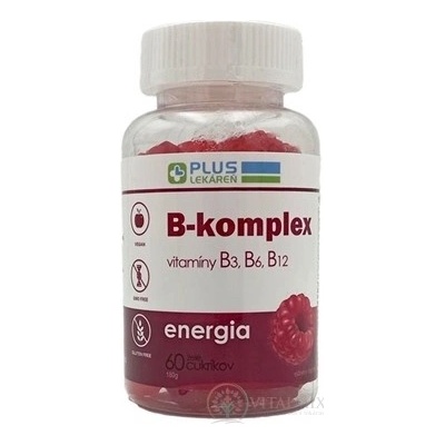 PLUS LÉKÁRNA B-komplex vitamíny B3 B6 B12 želé bonbóny malinová příchuť 60 ks