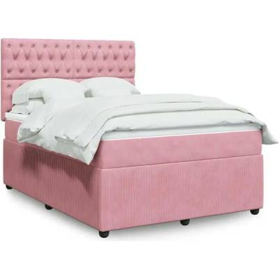vidaXL 11461.3294693 Boxspring postel s matrací růžová samet