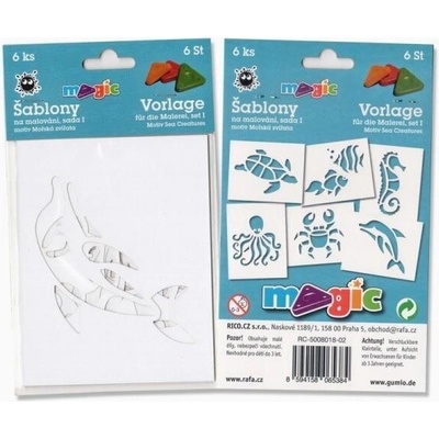 Magic šablony papírové 6 ks sada I Mořská stvoření