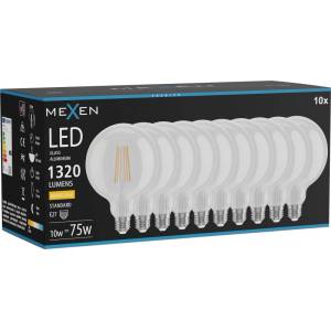 Mexen Vintis 10x LED нажежаема осветителна крушка E27, G125, 10W, Топла - 2700K, 1320 lm, (L158-E27-1027-00x10)