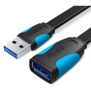 Vention USB 3.0, (удължител, плосък, черен), 3 м, кабел