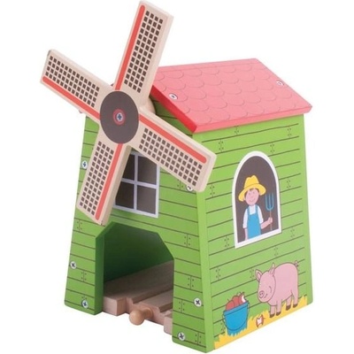 Bigjigs Toys - Дървена вятърна мелница с релса BJT247