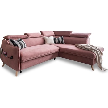 Miuform Светлорозов кадифен ъглов разтегателен диван (десен ъгъл) Sweet Harmony - Miuform (823MO235)