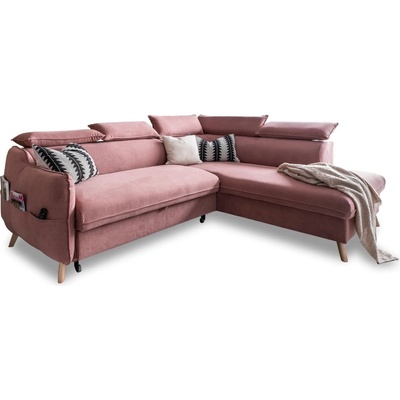 Miuform Светлорозов кадифен ъглов разтегателен диван (десен ъгъл) Sweet Harmony - Miuform (823MO235)