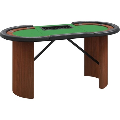 vidaXL Pokerový stůl pro 10 hráčů držák na chipy zelený 160x80x75 cm